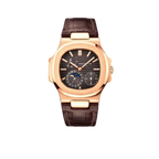 Nautilus 40mm 5712R-001 Moon Phase Power Reserve Rose Gold Brown Dial Leather Strap