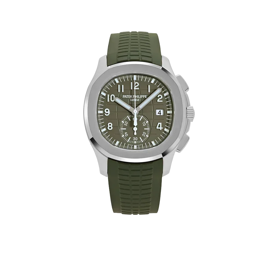 Aquanaut 42mm 5968G-010 Chronograph White Gold Khaki Green Dial