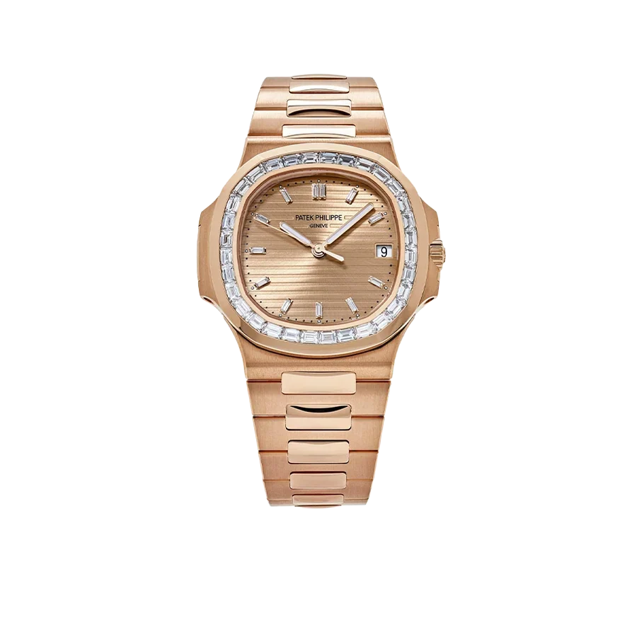 Nautilus 40mm 5723/1R-001 Rose Gold Rose-Gilt Dial Baguette Diamond Bezel