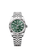 Sky-Dweller, 42mm, Oystersteel and 18k White Gold, Green, Jubilee