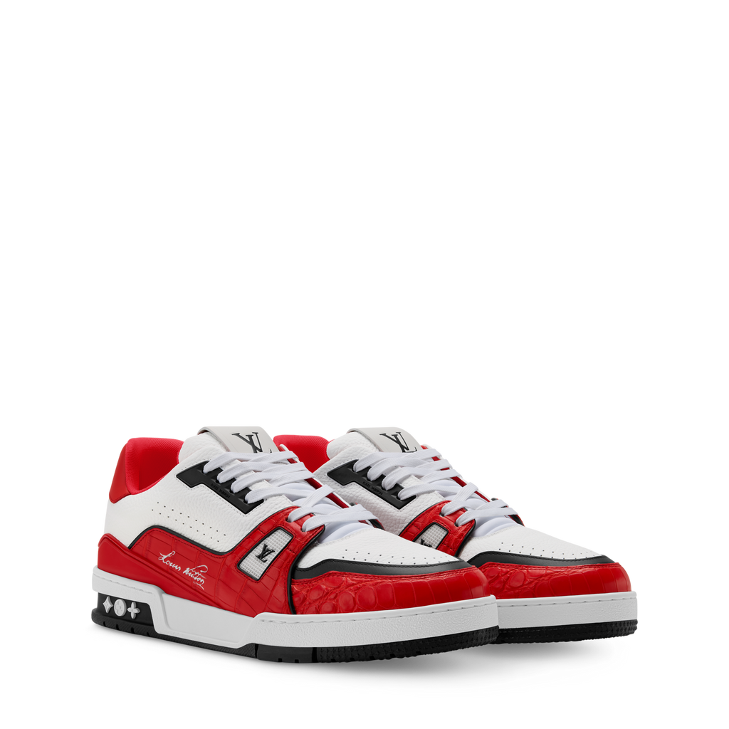 LV Trainer Sneaker Red Alligator Leather