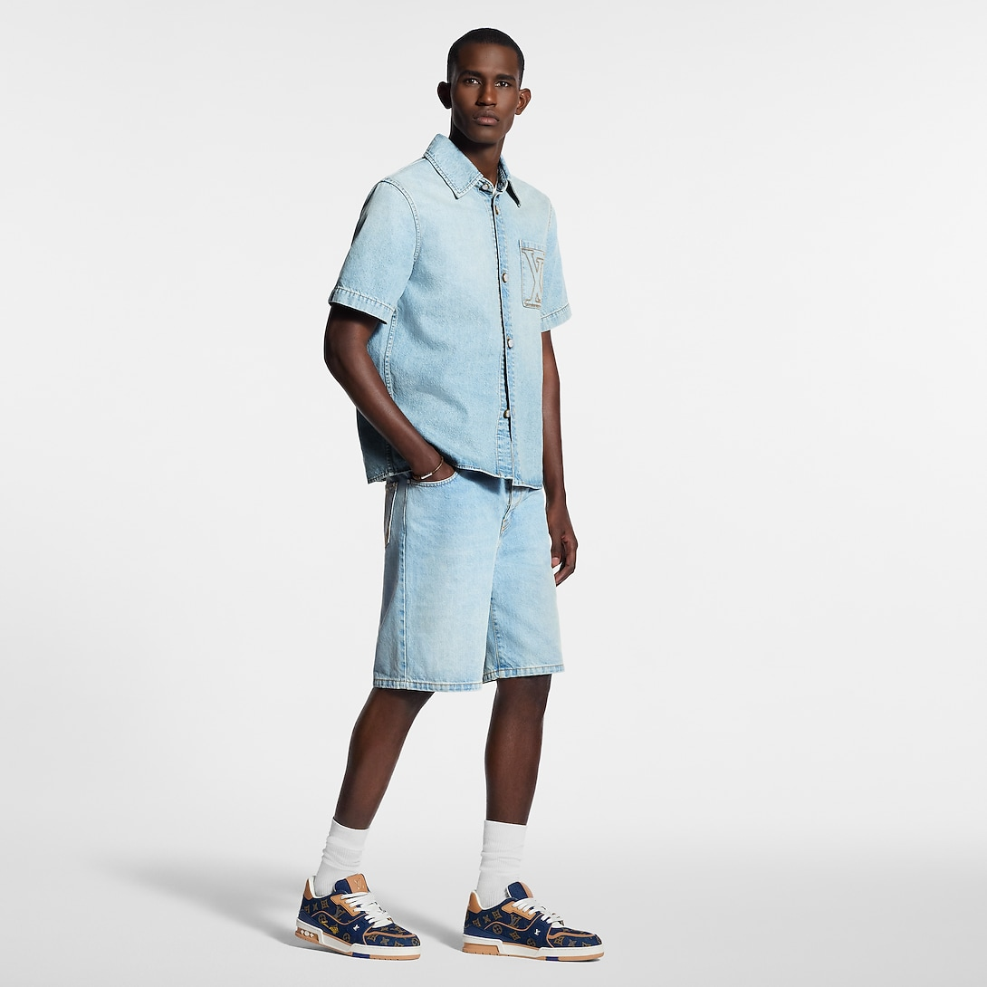 LV Trainer Sneaker Denim & Calf Leather Blue