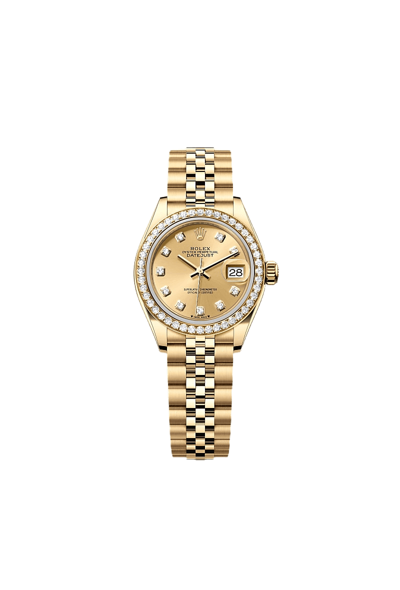 Lady-Datejust Oyster, 28 mm, yellow gold and diamond