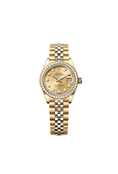 Lady-Datejust Oyster, 28 mm, yellow gold and diamond