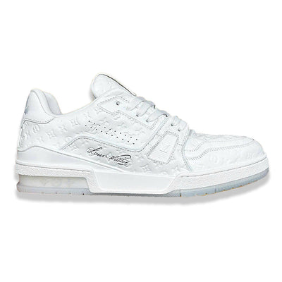 LV Trainer Sneaker – Triple White Monogram Embossed Edition