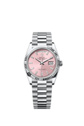 Day-Date 40 Pink Dial Fluted Bezel in Platinum