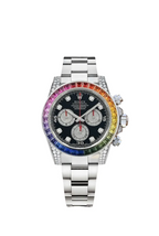 Cosmograph Daytona Rainbow White Gold Black Dial with Diamond Bezel