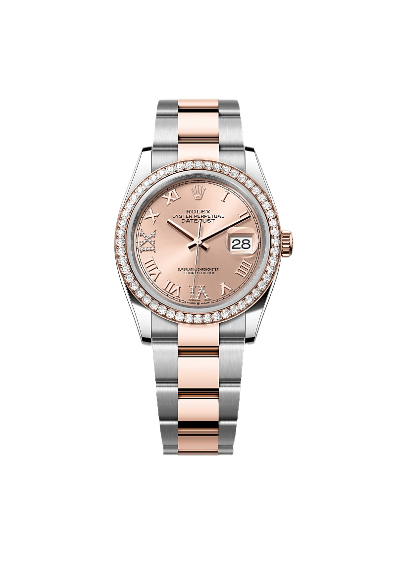 Datejust 36 Oyster, 36 mm, Oystersteel, Everose gold and diamonds
