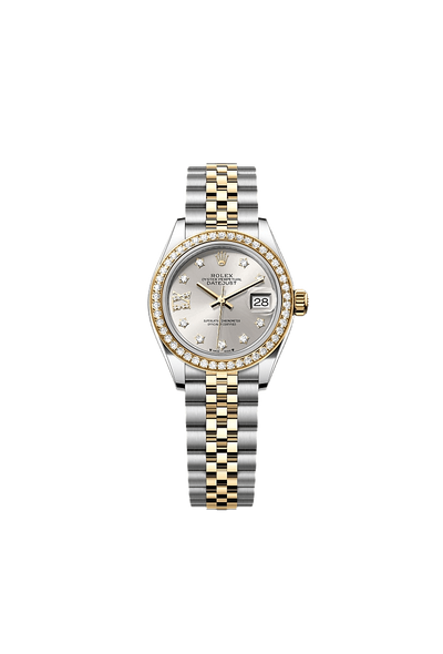 Lady-Datejust Oyster, 28 mm, Oystersteel, yellow gold and diamonds
