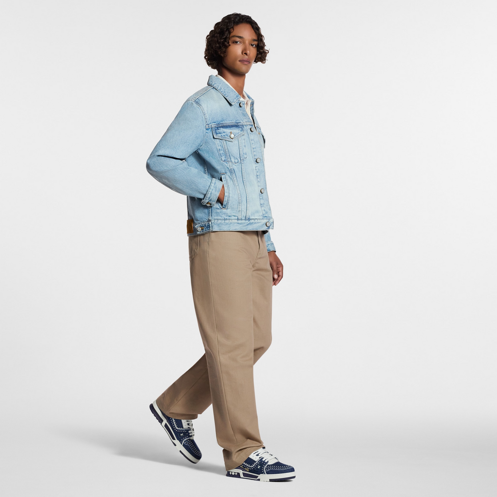LV Trainer Sneakers  Indigo Blue Denim with Swarovski™ Pearls