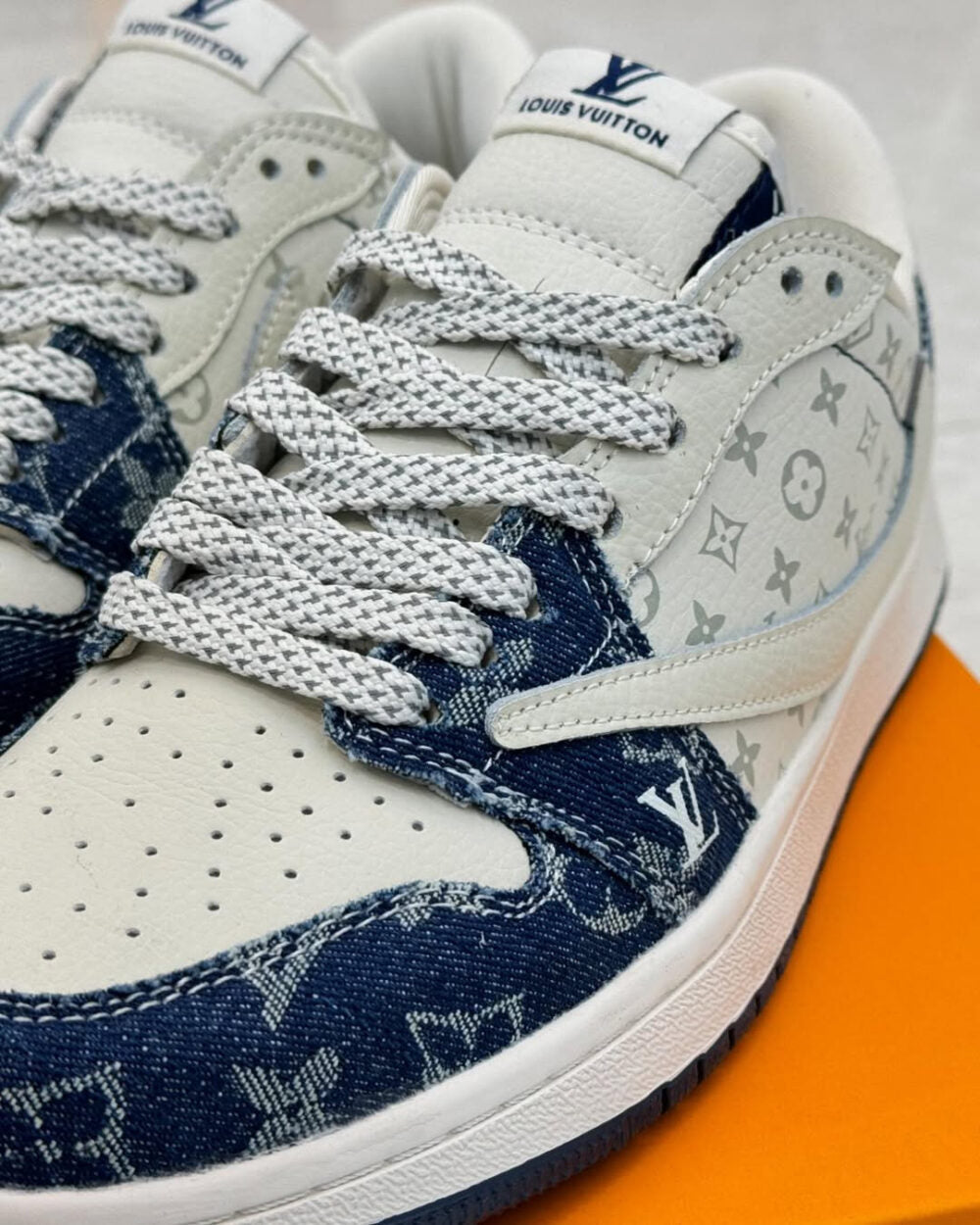 LV x Nike Air Jordan 1 Low “Monogram Denim” (Custom)