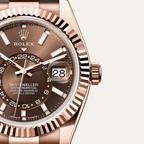 Sky-Dweller 18K Rose Gold, Chocolate Index Dial, Oysterflex Bracelet, 42 mm