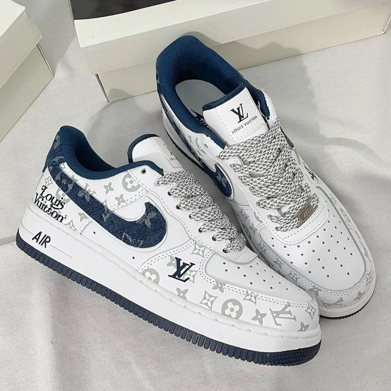 LV x Nike AF1 White Navy Monogram ( Custom)