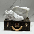 LV Trainer Sneaker – Triple White Monogram Embossed Edition