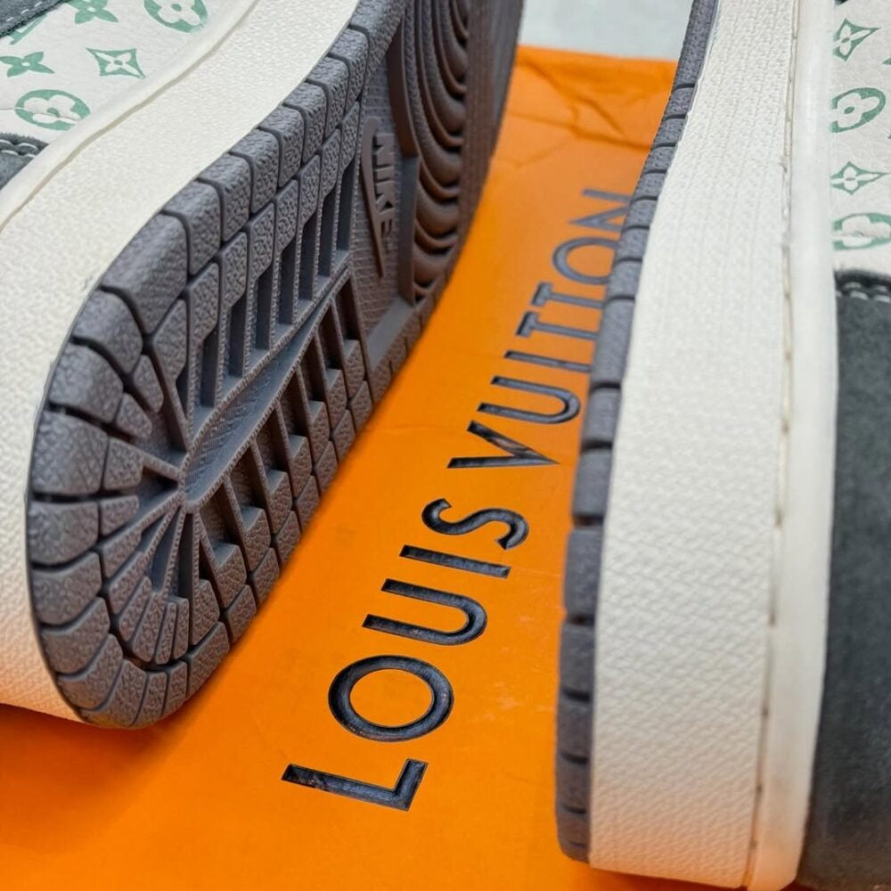 LV x Nike Air Jordan 1 Low “Green Monogram Suede” (Custom)