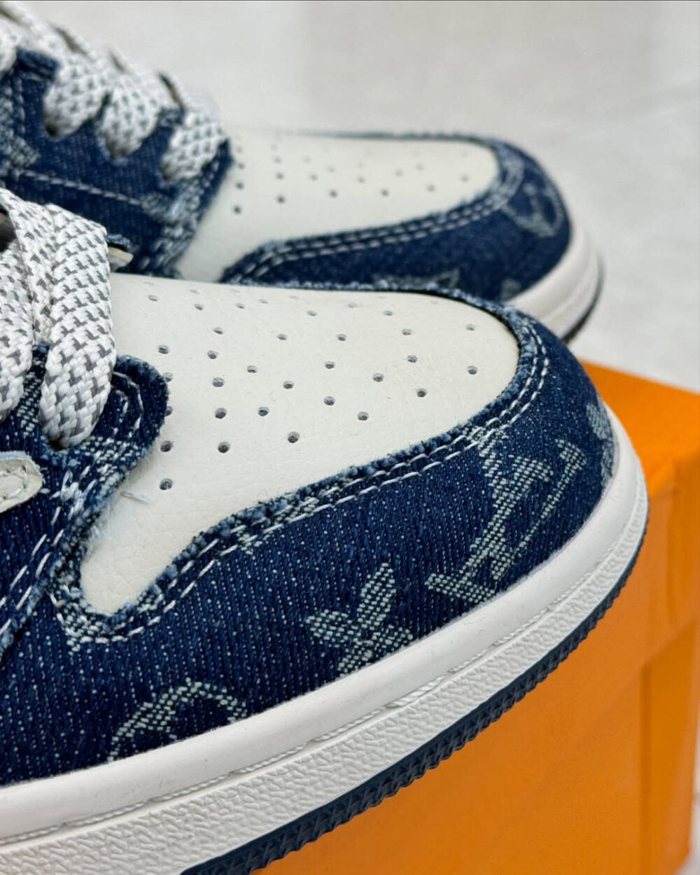 LV x Nike Air Jordan 1 Low “Monogram Denim” (Custom)