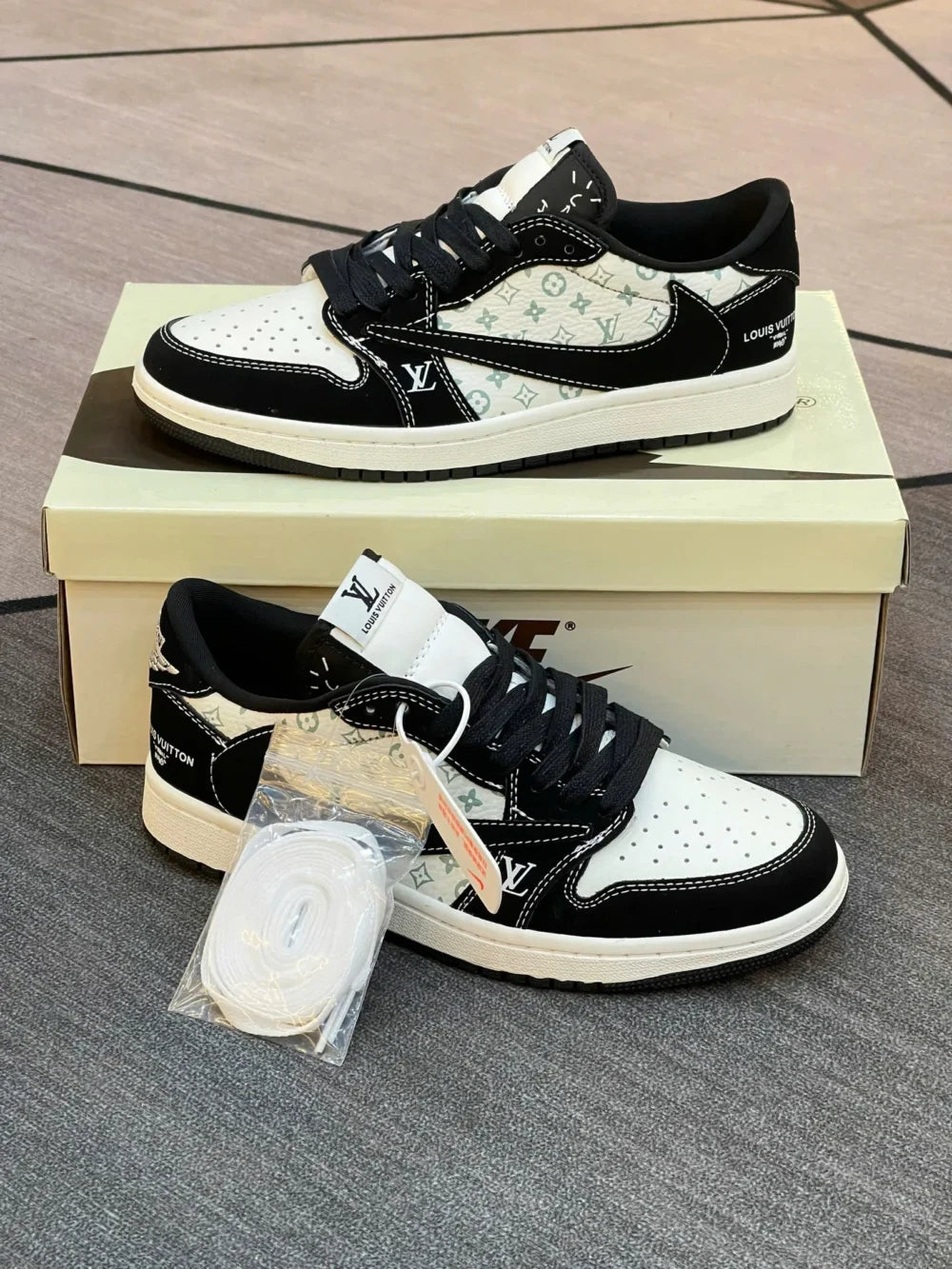 LV x Nike Air Jordan 1 Low “Panda Monogram” (Custom)