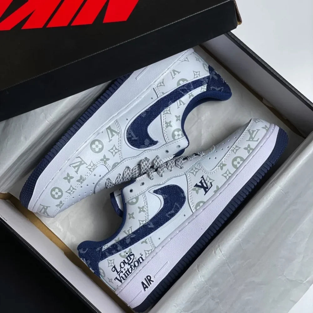 LV x Nike AF1 White Navy Monogram ( Custom)