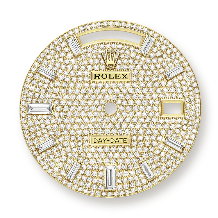 Day-Date Yellow Gold Pavé Dial Fluted Bezel