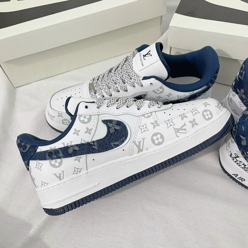 LV x Nike AF1 White Navy Monogram ( Custom)