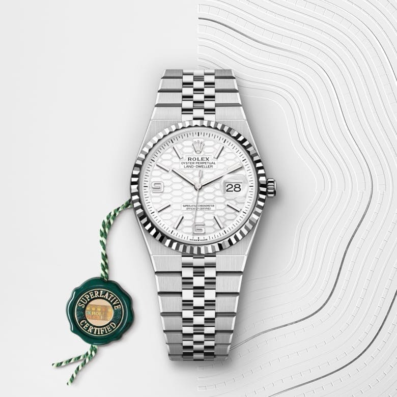 Land-Dweller 36 Oyster, 36 mm, Oystersteel and white gold