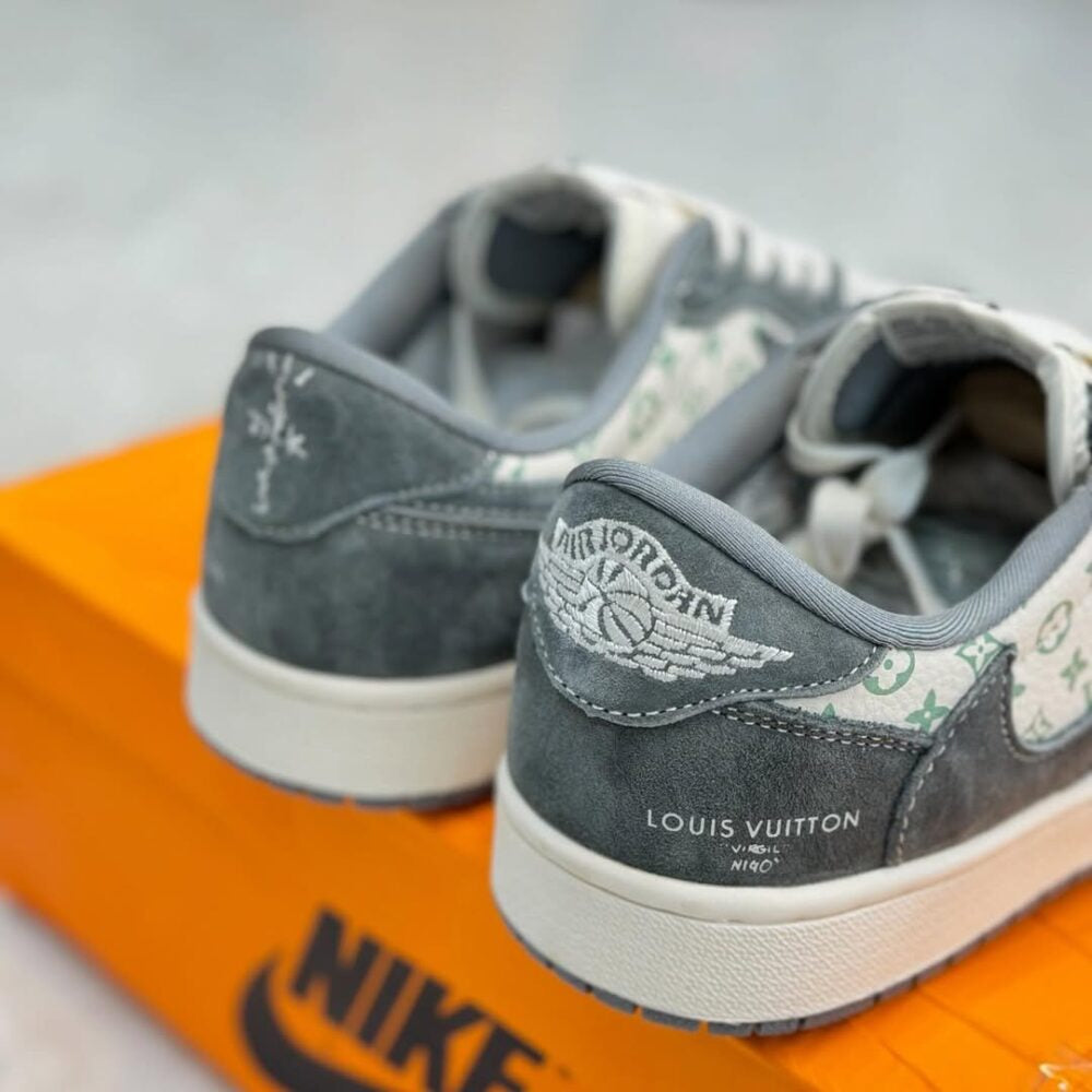 LV x Nike Air Jordan 1 Low “Green Monogram Suede” (Custom)