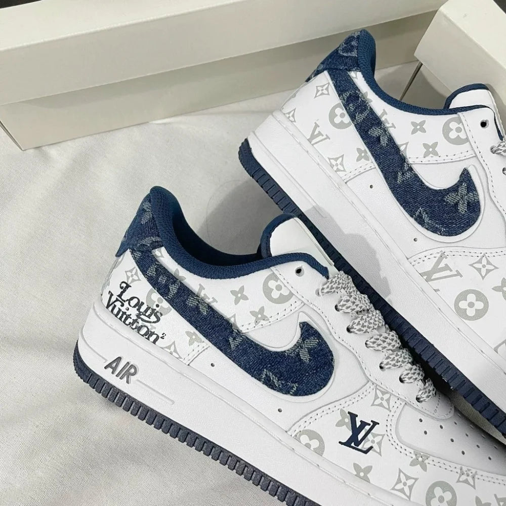 LV x Nike AF1 White Navy Monogram ( Custom)