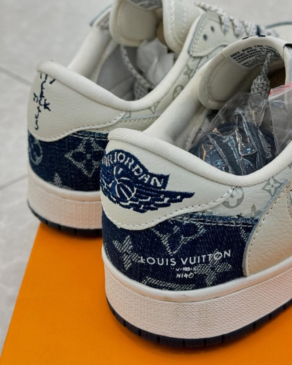 LV x Nike Air Jordan 1 Low “Monogram Denim” (Custom)
