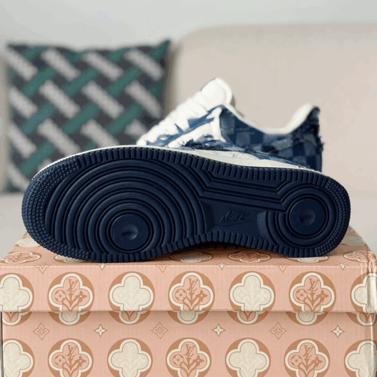 LV x Nike AF1 Low Blue Damier Denim