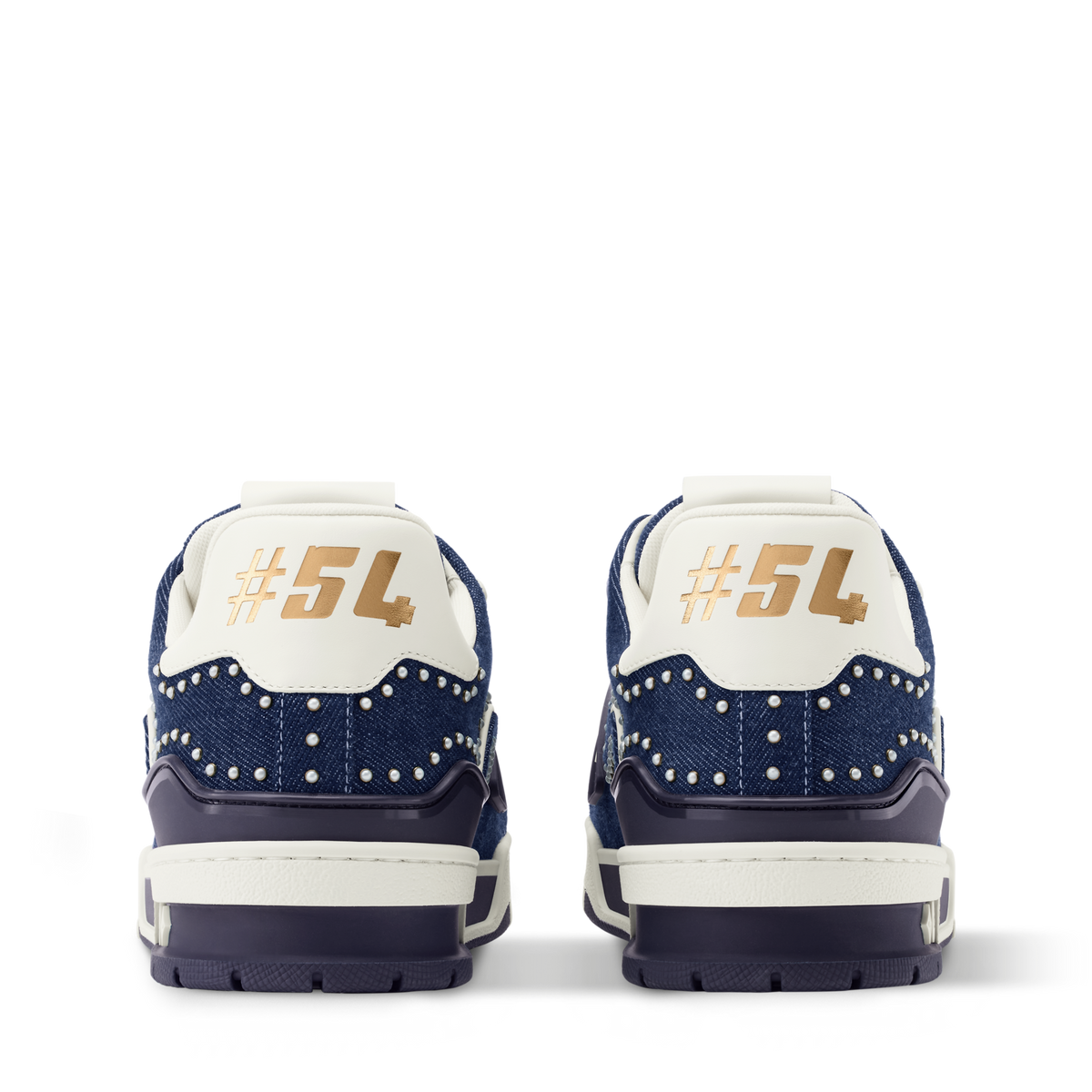 LV Trainer Sneakers  Indigo Blue Denim with Swarovski™ Pearls