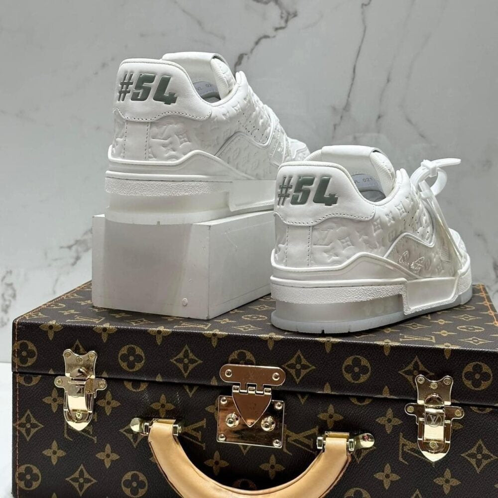 LV Trainer Sneaker – Triple White Monogram Embossed Edition