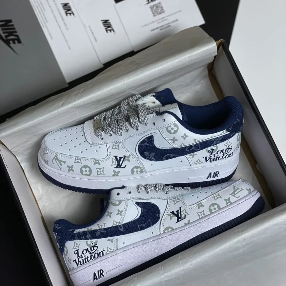LV x Nike AF1 White Navy Monogram ( Custom)