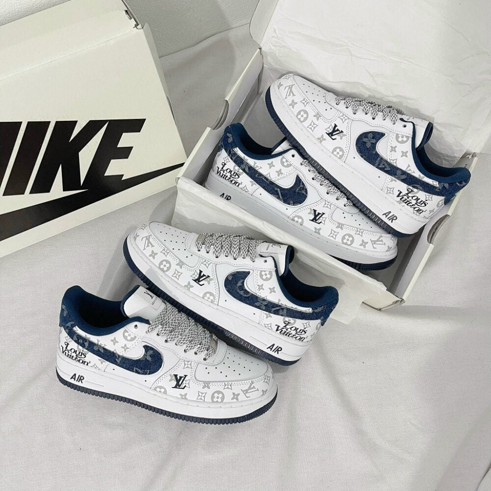 LV x Nike AF1 White Navy Monogram ( Custom)