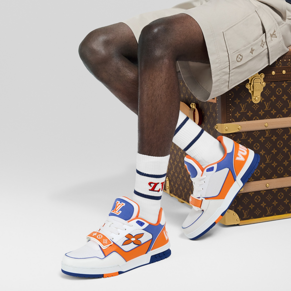 LV Trainer Sneaker Orange Velcro Strap