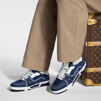 LV Trainer Sneakers  Indigo Blue Denim with Swarovski™ Pearls