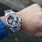 Cosmograph Daytona Rainbow White Gold Black Dial with Diamond Bezel