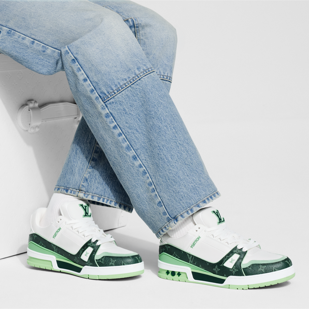 LV Trainer Green Monogram Leather Sneaker