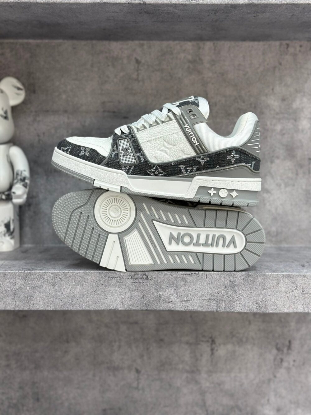 LV Trainer Sneaker Denim Monogram Grey