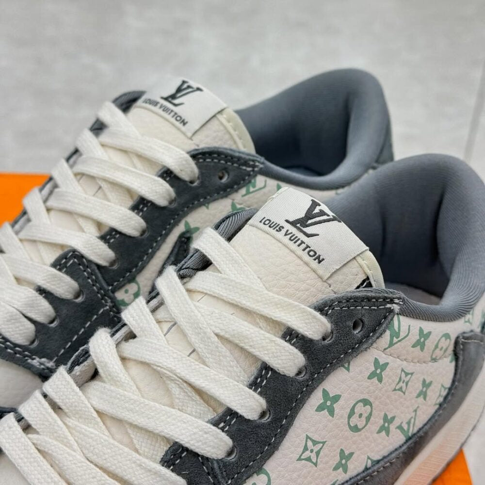 LV x Nike Air Jordan 1 Low “Green Monogram Suede” (Custom)