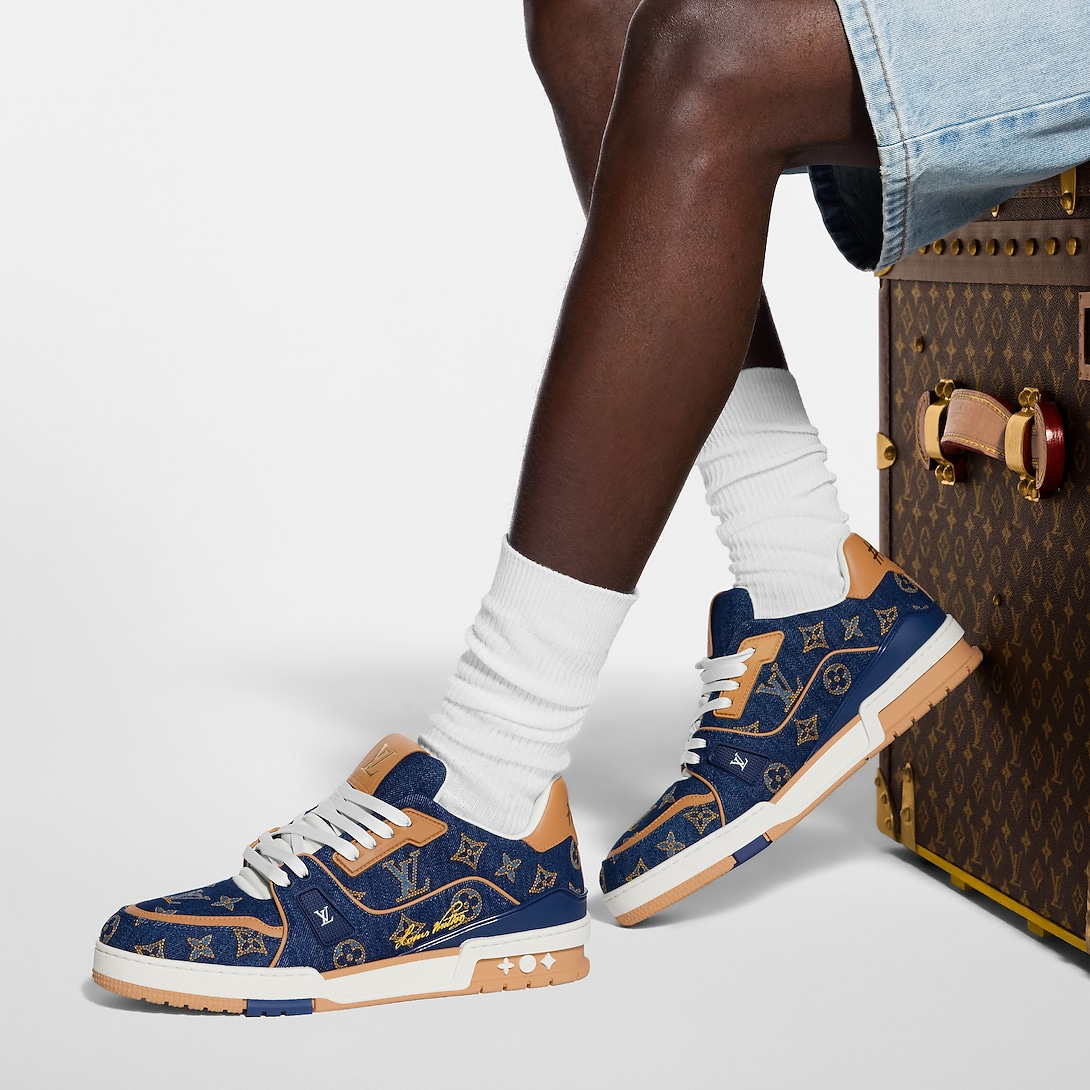 LV Trainer Sneaker Denim & Calf Leather Blue