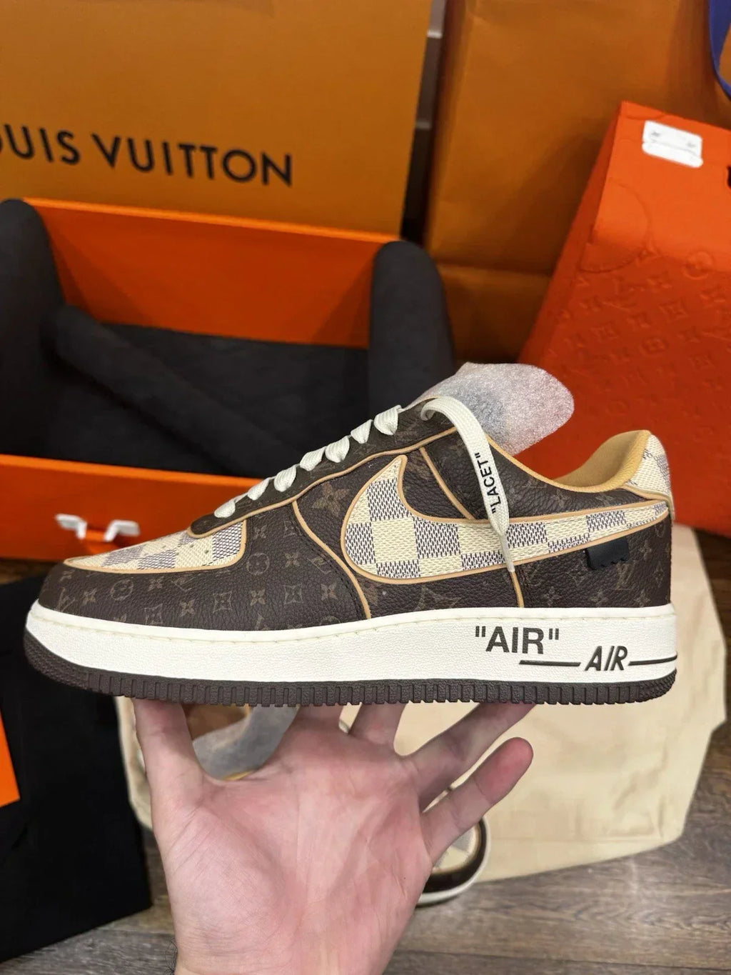 LV x Nike AF1 Low 'Monogram Brown Damier Azur'