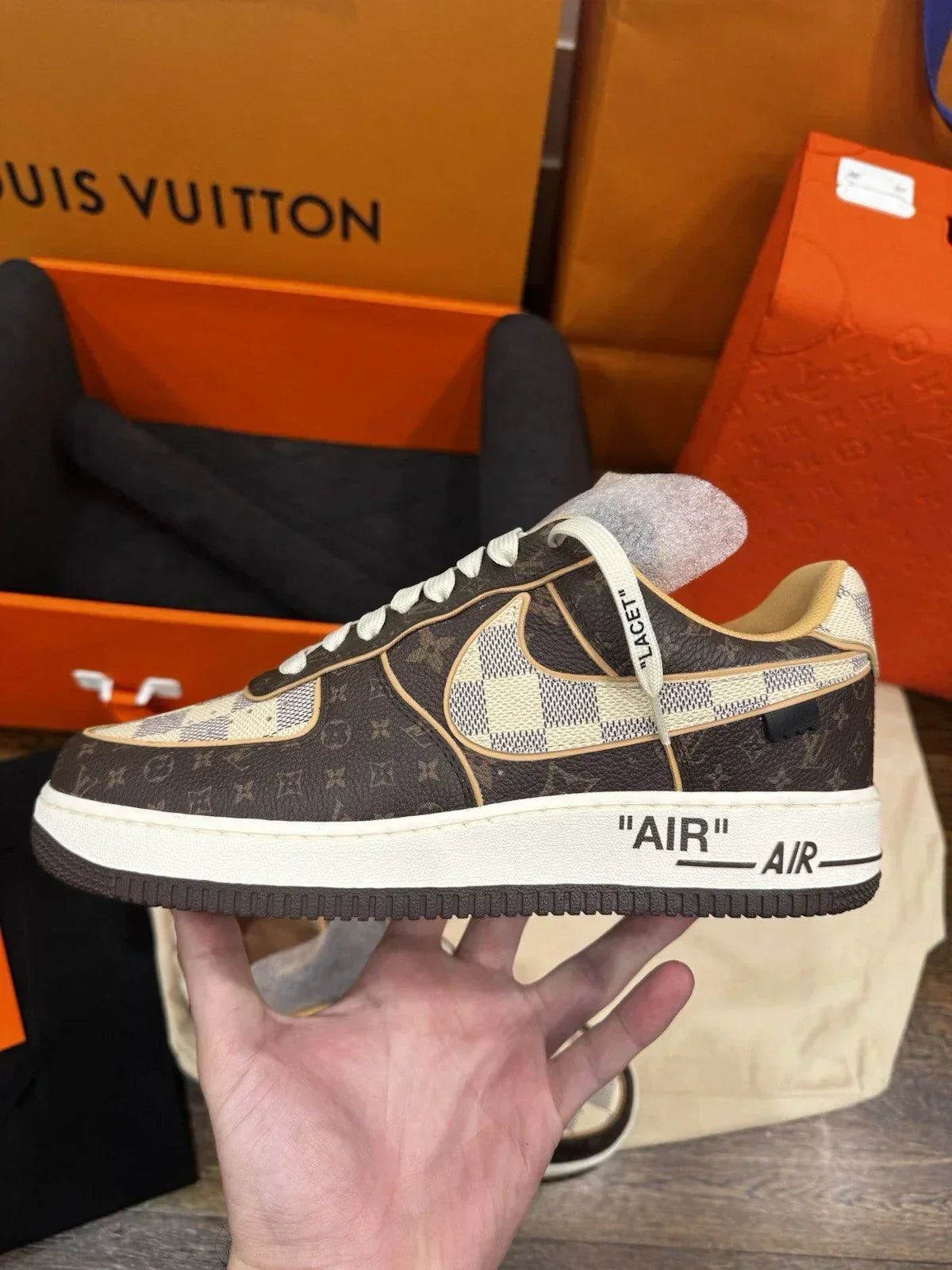 LV x Nike AF1 Low 'Monogram Brown Damier Azur'