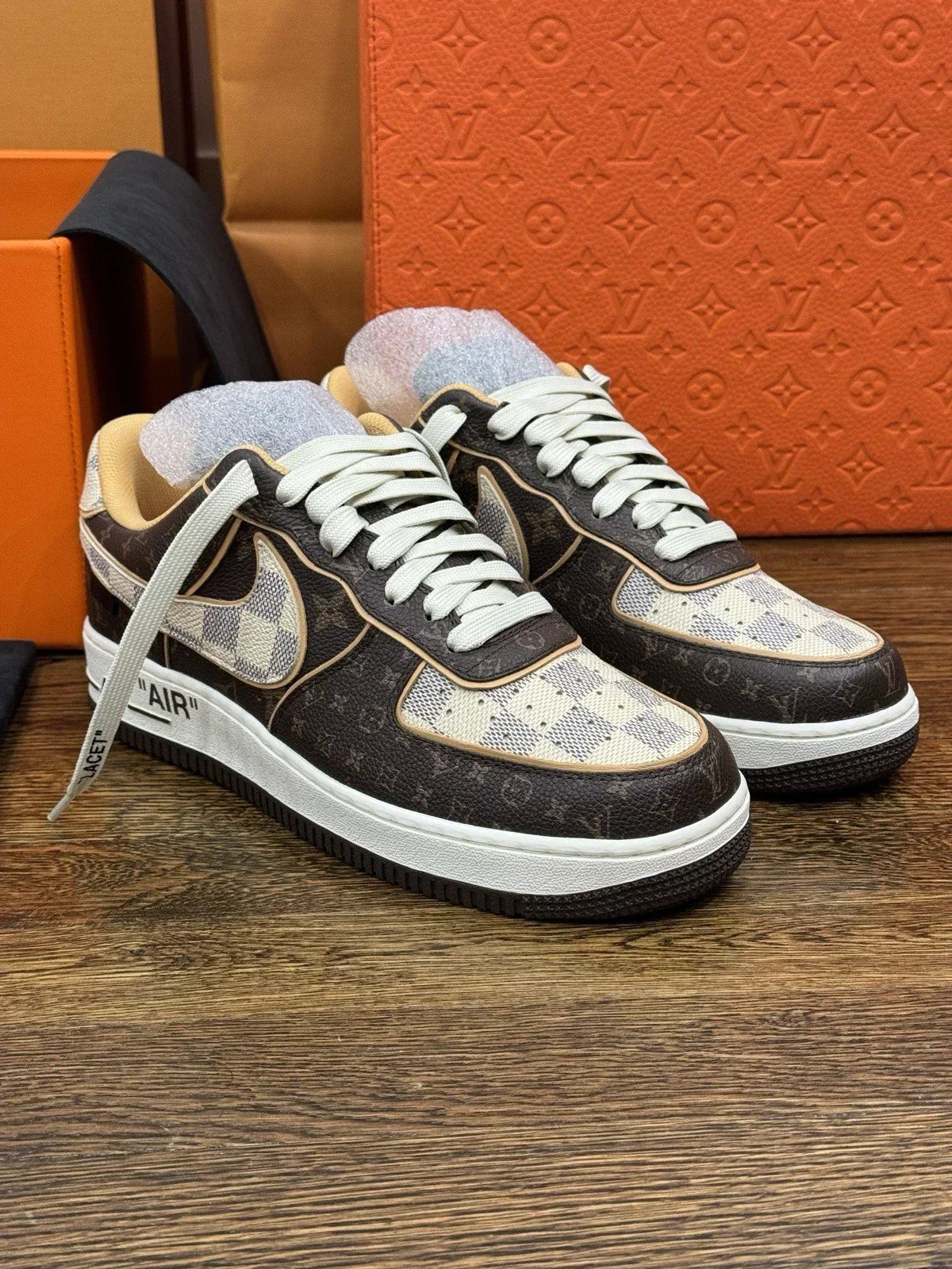 LV x Nike AF1 Low 'Monogram Brown Damier Azur'