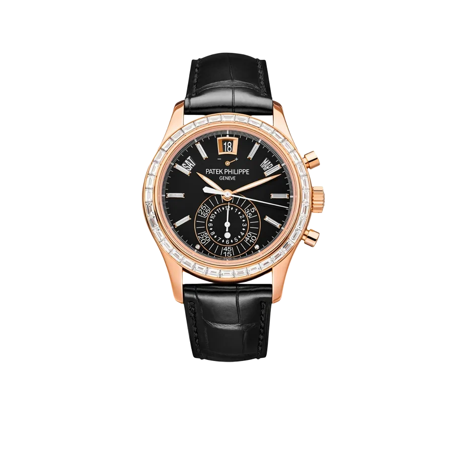 Complications 40mm 5961R-010 Annual Calendar Chronograph Rose Gold Black Dial Baguette Diamond Bezel