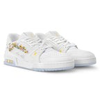 LV Trainer Sneaker – White Floral Embroidery