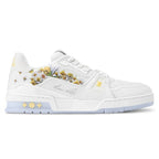 LV Trainer Sneaker – White Floral Embroidery