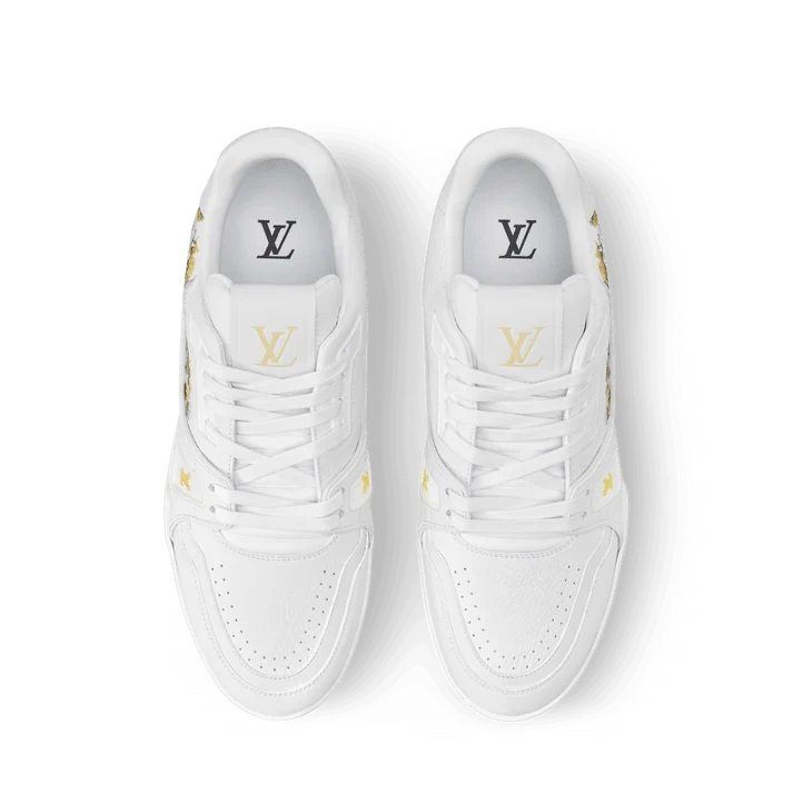 LV Trainer Sneaker – White Floral Embroidery