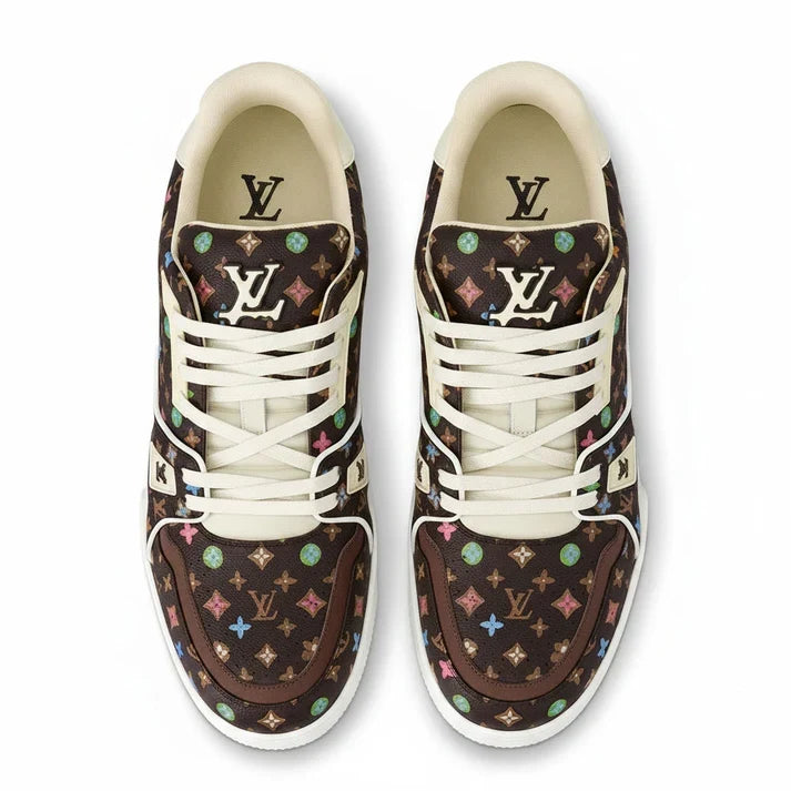 LV Trainers Sneaker  x Tyler the Creator Monogram-Printed Grained Calf Leather Mocha Brown