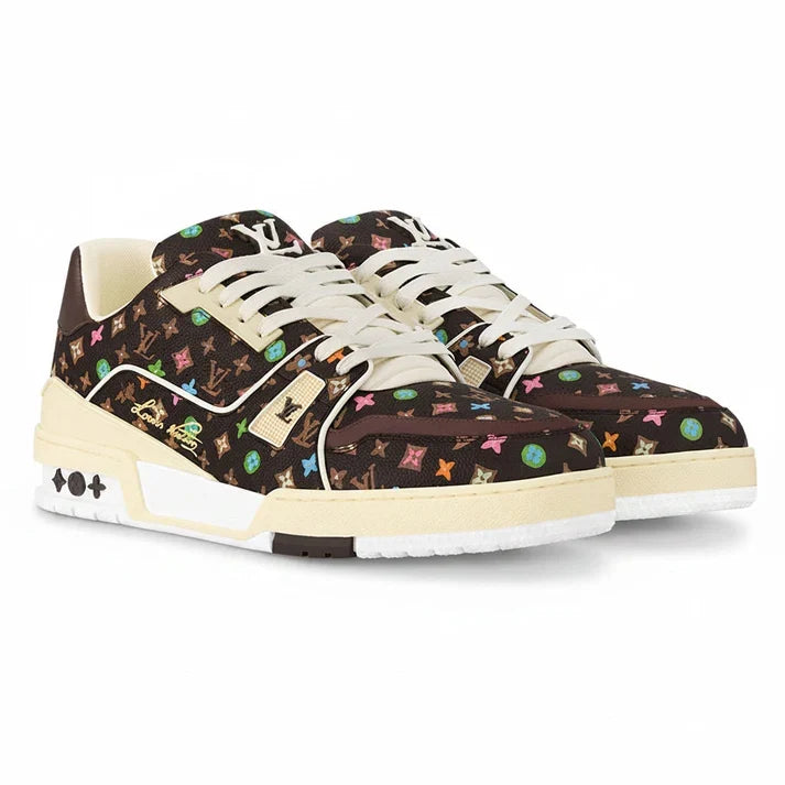 LV Trainers Sneaker  x Tyler the Creator Monogram-Printed Grained Calf Leather Mocha Brown