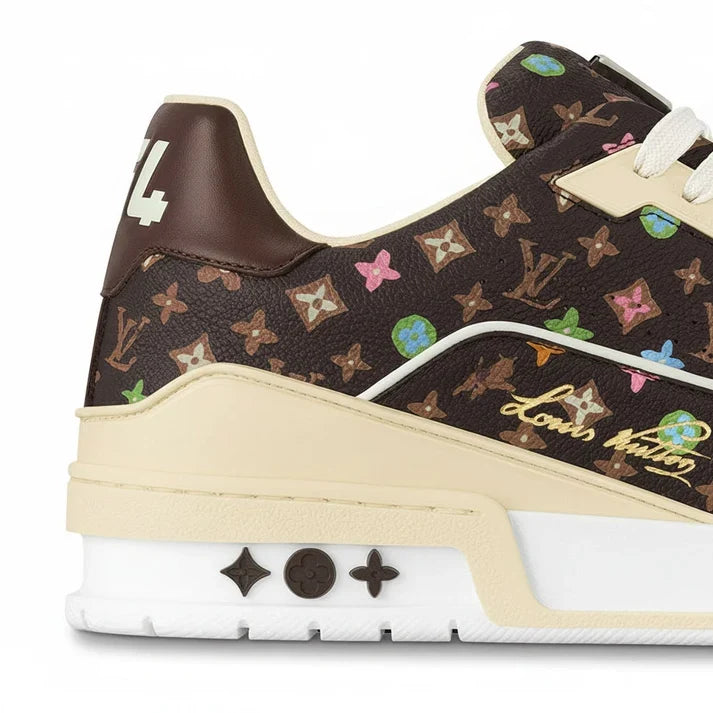LV Trainers Sneaker  x Tyler the Creator Monogram-Printed Grained Calf Leather Mocha Brown